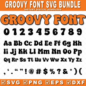GROOVY SVG FONT, Retro Alphabet Svg, Vintage Font Svg, Groovy Alphabet Svg, Retro ClipArt, Retro Font Svg, Groovy ClipArt, Font Svg, Cricut