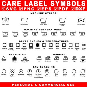 Laundry Symbols SVG, Cloth Care Symbol SVG, Washing Symbols Instruction, Laundry Care Symbol Svg, Textile Care Symbols, SVG DxF Eps Png Pdf