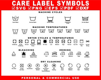 Laundry Symbols SVG, Cloth Care Symbol SVG, Washing Symbols Instruction, Laundry Care Symbol Svg, Textile Care Symbols, SVG DxF Eps Png Pdf