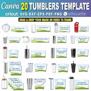 Tumbler Template Bundle Canva Editable - 20 Sizes: Skinny, Libbey Glass, Yeti, Hogg & More - Digital Download