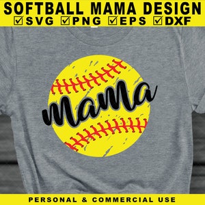 Softball Mama Svg, Softball Mama Svg, Softball Shirt Svg, Love Softball Svg, Softball Fan Plik Svg dla Cricut i Silhouette, Png