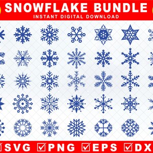 200 copos de nieve SVG, copos de nieve de invierno SVG, Navidad PNG, invierno SVG, copos de nieve de Navidad SVG, archivo de corte de silueta, clipart DXF, archivos de corte cricut