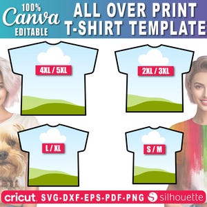 Überall T-Shirt-Vorlage, T-Shirt-Design-Vorlage, Überall-T-Shirt-Sublimationsvorlage, leere Vorlage, T-Shirt-Umriss, Canva bearbeitbar