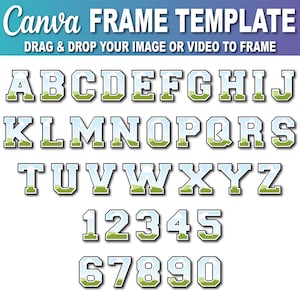 Modello alfabetico Canva, modello cornice carattere alfabeto Canva, modello personalizzato, trascinamento semplice, modello Canva lettere modificabile, Canva