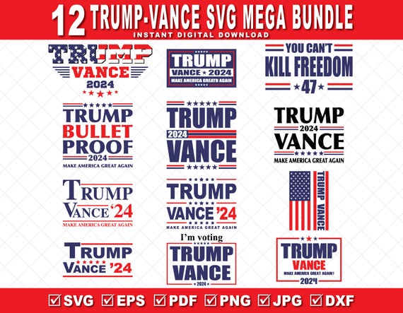 TRUMP 2024 VANCE Make America Great Again Vinyl Decal Sticker 20-Pack (9"x4")