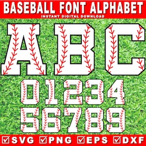 Fuente de béisbol SVG, Equipo de béisbol SVG, Mamá de béisbol SVG, Softbol Svg, Alfabeto universitario, Letras universitarias, Silueta, Cricut de archivo recortado, Png