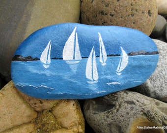 Cinq marins, pierre décorative, pierres peintes, art de la pierre, plage sur pierre,
