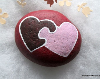 Decorative stones, heart stone, Valentine's gift, painted stones, stone art, hearts on stone,