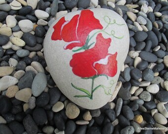 decorative stone, delicate vetch on stone, painted stones, flower on stone, stone art,