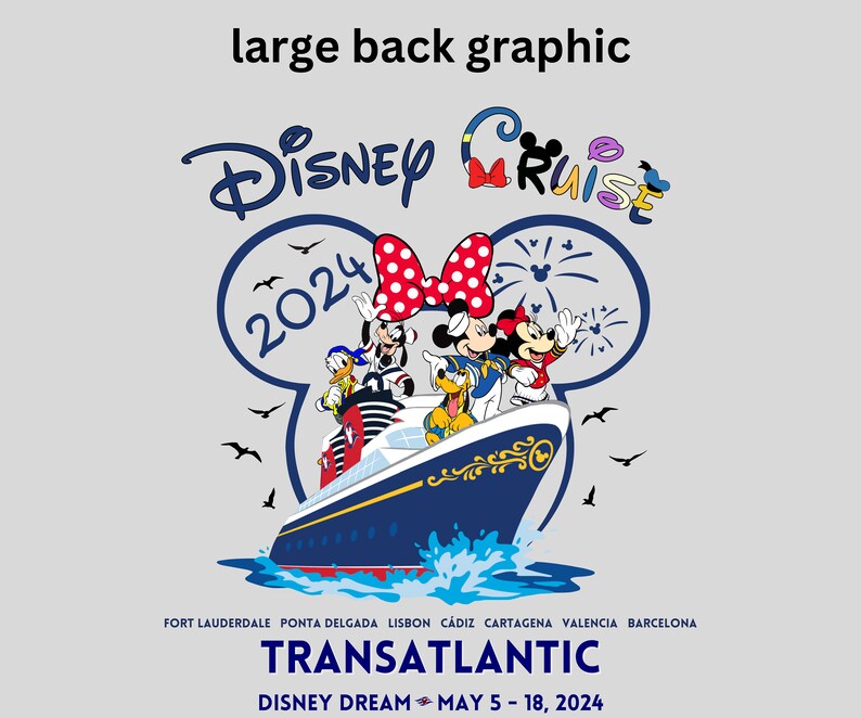 Adult Size Tshirt Disney Cruise Line 13 Night Eastbound Transatlantic