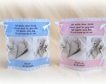 Table decoration for baptism Gift for birth Lantern Table light with saying as well as name and date in light blue or pink