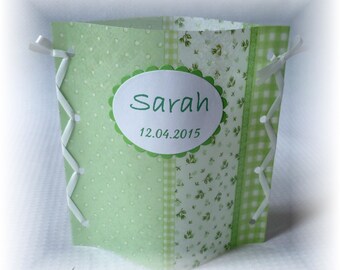 Table decoration for baptism / communion / confirmation / confirmation, gift for birth wind light table light with lettering in light green