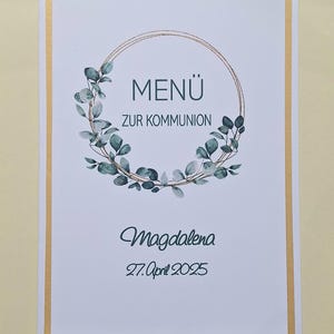 Menü Menükarte Kommunion Konfirmation Taufe Firmung Jugendweihe personalisiert