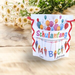 Tischdeko zur Einschulung 1. Schultag Schulanfang Windlicht Tischlicht mit Beschriftung personalisiert