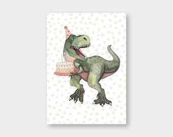Postal "T-Rex" DIN A6 / PK_62 / Cumpleaños / Feliz cumpleaños / Para tu cumpleaños / Todo lo mejor / Regalo