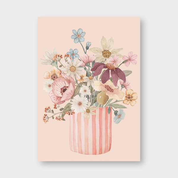 Postkarte "Rosa Vase" A6 / Recyclingkarton / Klimaneutraler Druck / Geburtstag / Blumen / Colors / Freundschaft / Deko