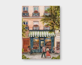 Postal "Boulangerie" Pequeña Panadería / DIN A6 / PK_74 / Saludos / París / Papelería / Francia / Tejido