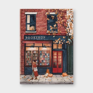 Postkarte "Buchladen im Herbst" DIN A6 / PK_42 / Bookshop / Booklover / Autumn / Herbst / Karte / Bücherliebe