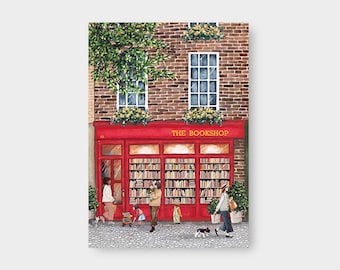 Postal "La Librería" DIN A6 / PK_91 / Librería / Urbano / Amante de los libros / Verano / Primavera / Familia / Niños