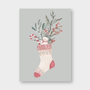 Postkarte "Socke" DIN A6 / PK_6 / Winter / Weihnachten / Frohe Weihnachten / Ilex / Grußkarte