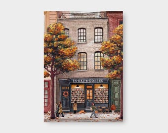 Postkarte "Books & Coffee" Herbst / DIN A6 / Buchhandlung / Bookshop / Urban / Booklover / Autumn / Autumnlover