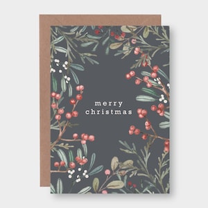 Klappkarte "merry christmas" Grußkarte / GK_2 / Zweige / Ilex / Mistel / Frohe Weihnachten