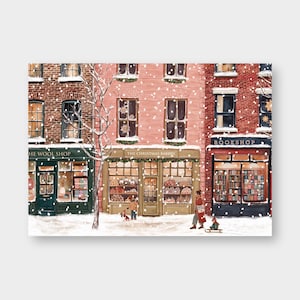 Postkarte "Winterstraße" DIN A6 / PK_19 / Fassaden im Schnee / Winter / Weihnachten