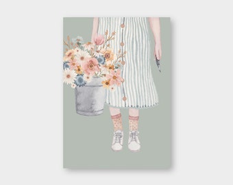 Postcard "Flower Girl" flowers / summer / garden / spring / pen pal / greeting card / flower love