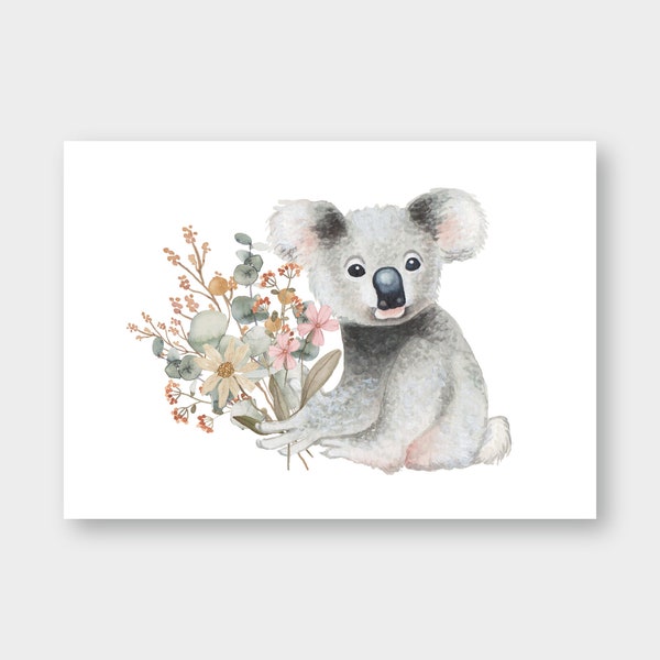 Postkarte "Koala" A6 / Recyclingpapier / Blumen / Blumenstrauß /