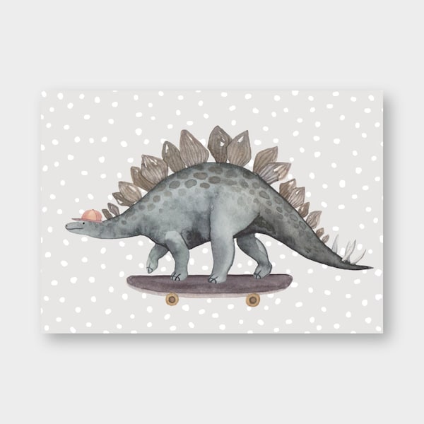 Postkarte "Stegosaurus" Skateboard / Dinocool / Dino / Karte / Papeterie / Geburtstag / Liebe Grüße