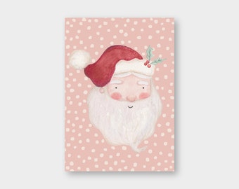 Postkarte "Weihnachtsmann" A6 / Rosa / Weihnachten / Winter
