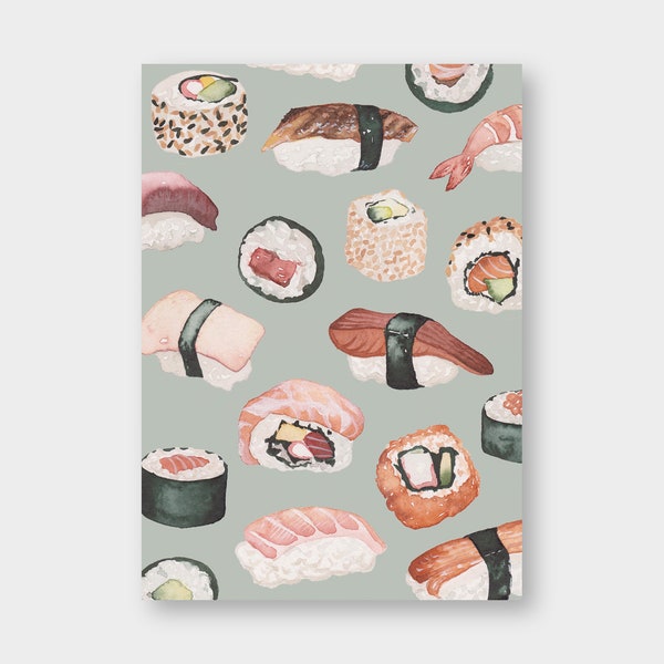 Postkarte "Sushi" A6 / Recyclingpapier / Grußkarte / Sushilover