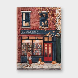 Poster "Buchladen im Herbst" DIN A4 / KD_9 / Bookshop / Booklover / Print / Illustration / Herbst / Signiert