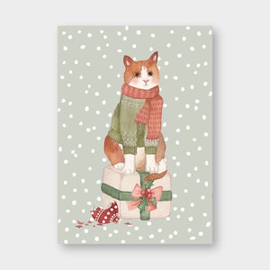 Postkarte "Weihnachtskatze" DIN A6 / PK_3 / Frohe Weihnachten / Recyclingkarton / Klimaneutral / Grußkarte