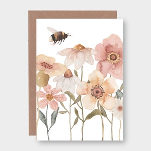 Folding card "Bumblebee flight" with envelope / flower meadow / garden / bumblebee / summer / spring / best wishes / birthday / floral