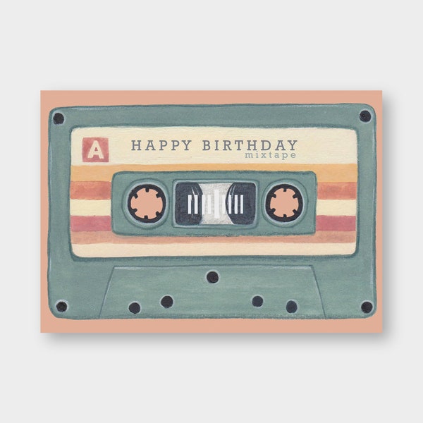 Postkarte "Mixtape" A6 / Happy Birthday / Kassette / Recyclingkarton / Klimaneutraler Druck / Geburtstag