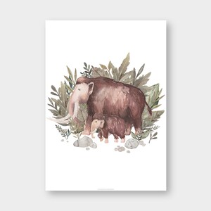 Poster "Mammuts" DIN A4 / KD_8 / Mammutliebe / Mama /  Kind / Steinzeit