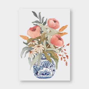 Postkarte "Blaue Vase" DIN A6 / PK_68 / Blumenstrauß / Stillleben / Geburtstag / Muttertag / Happy Birthday