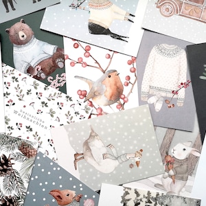 12 postcards "Winter & Christmas" surprise postcard set