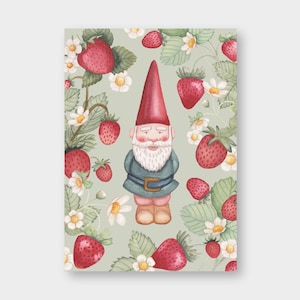 Postkarte "Gartenzwerg" DIN A6 / PK_58 / Recyclingkarton / Erdbeere / Sommer / Viel Glück / Gnome / Wichtel