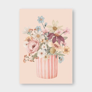 Miniposter "Rosa Vase" DIN A5 / KD_4 / Maxipostkarte / Blumen / Flowers / Happy Birthday / Deko / Print / Kunstdruck / Recyclingpapier