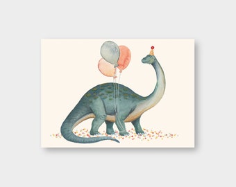 Postal "Brachiosaurus" DIN A6 / PK_60 / Cumpleaños / Dinosaurio de cuello largo / Feliz cumpleaños / Invitación / Para un cumpleaños / Cumpleaños infantil