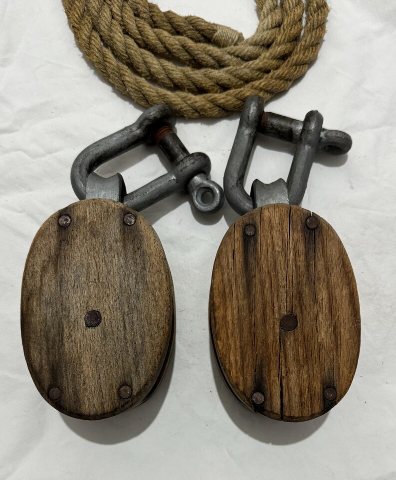 Antique Ship Block Ship Roller Wooden Rigging Block Tackle Pulley Block ...