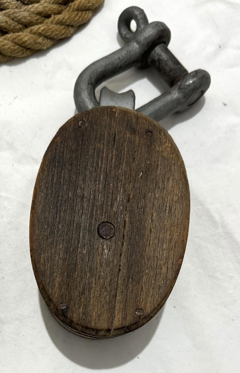 Antique Ship Block Ship Roller Wooden Rigging Block Tackle Pulley Block ...
