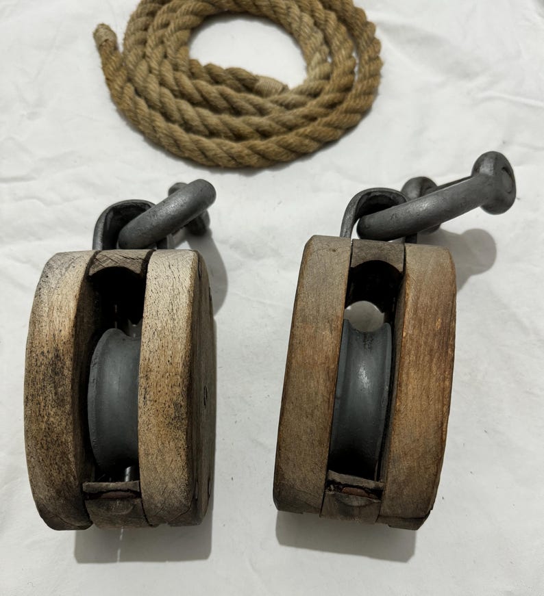 Antique Ship Block Ship Roller Wooden Rigging Block Tackle Pulley Block ...