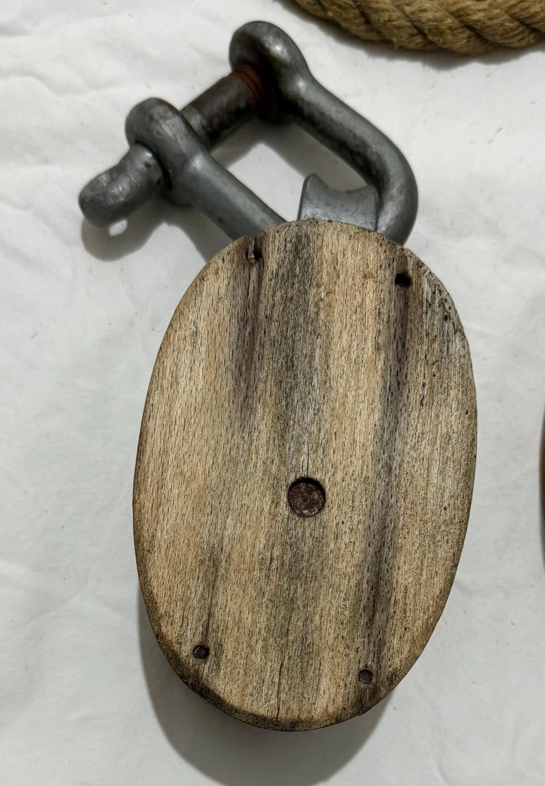 Antique Ship Block Ship Roller Wooden Rigging Block Tackle Pulley Block ...