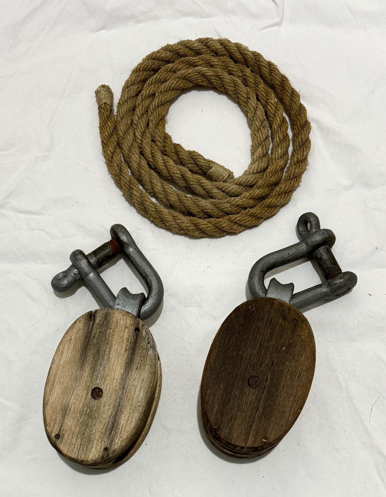 Antique Ship Block Ship Roller Wooden Rigging Block Tackle Pulley Block ...
