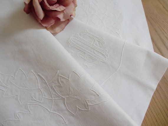 Kissenbezug Leinen Spitze Kissen im Landhausstil Dekokissen Monogramm Sofakissen