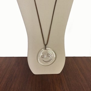 Glass Emoji Pendant/Necklace on Brown Leather. One-of-a-Kind, Whimsical, Funky