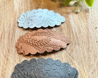 Lace embossed Snap Clips - snaps | grey lace | blue lace | snap clips | lace embossed | lace clips